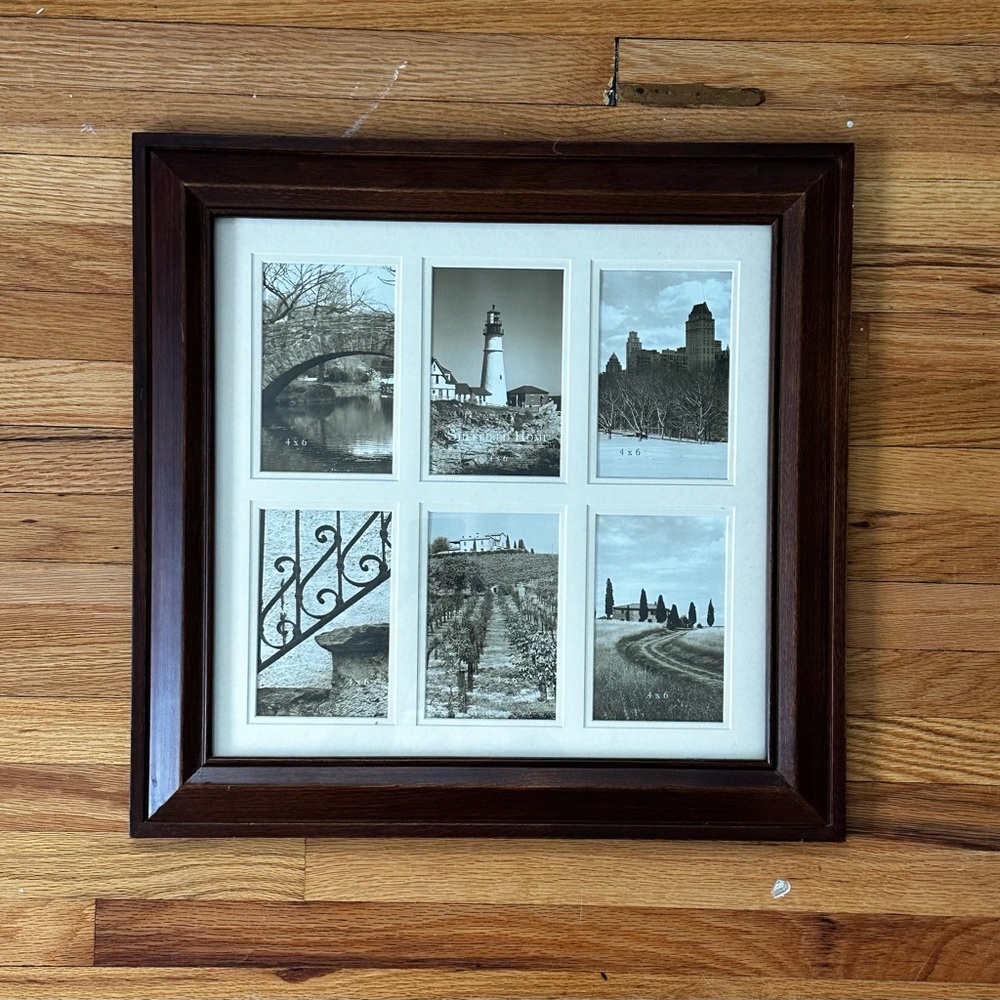 Sheffield Home Brown Wood Photo Frame for Six 4” x 6” Photos